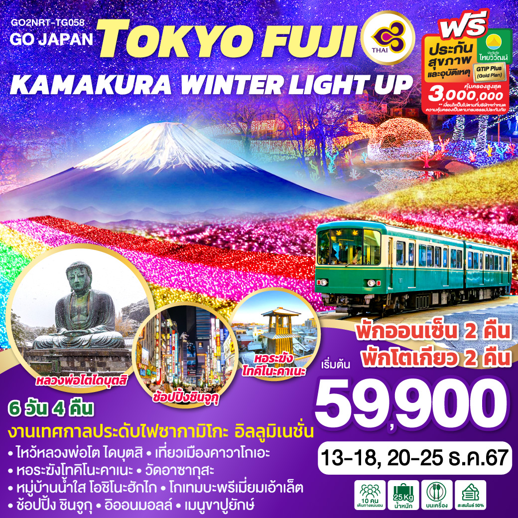 GO2NRT-TG058 TOKYO FUJI KAMAKURA WINTER LIGHT UP 6D 4N โดยสายการบินไทย [TG]