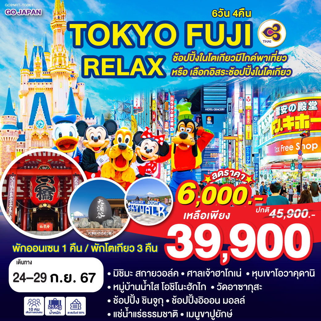 GO2NRT-TG061 TOKYO FUJI RELAX 6D 4N โดยสายการบินไทย [TG]